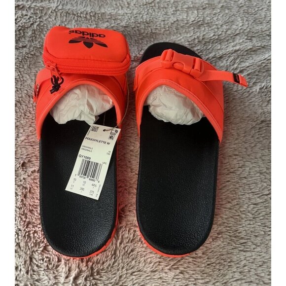 Adidas Pouchylette Slides Solar Red /Core Sz 9.5 Mens 11 Women’s New Gy1009 - Picture 5 of 12